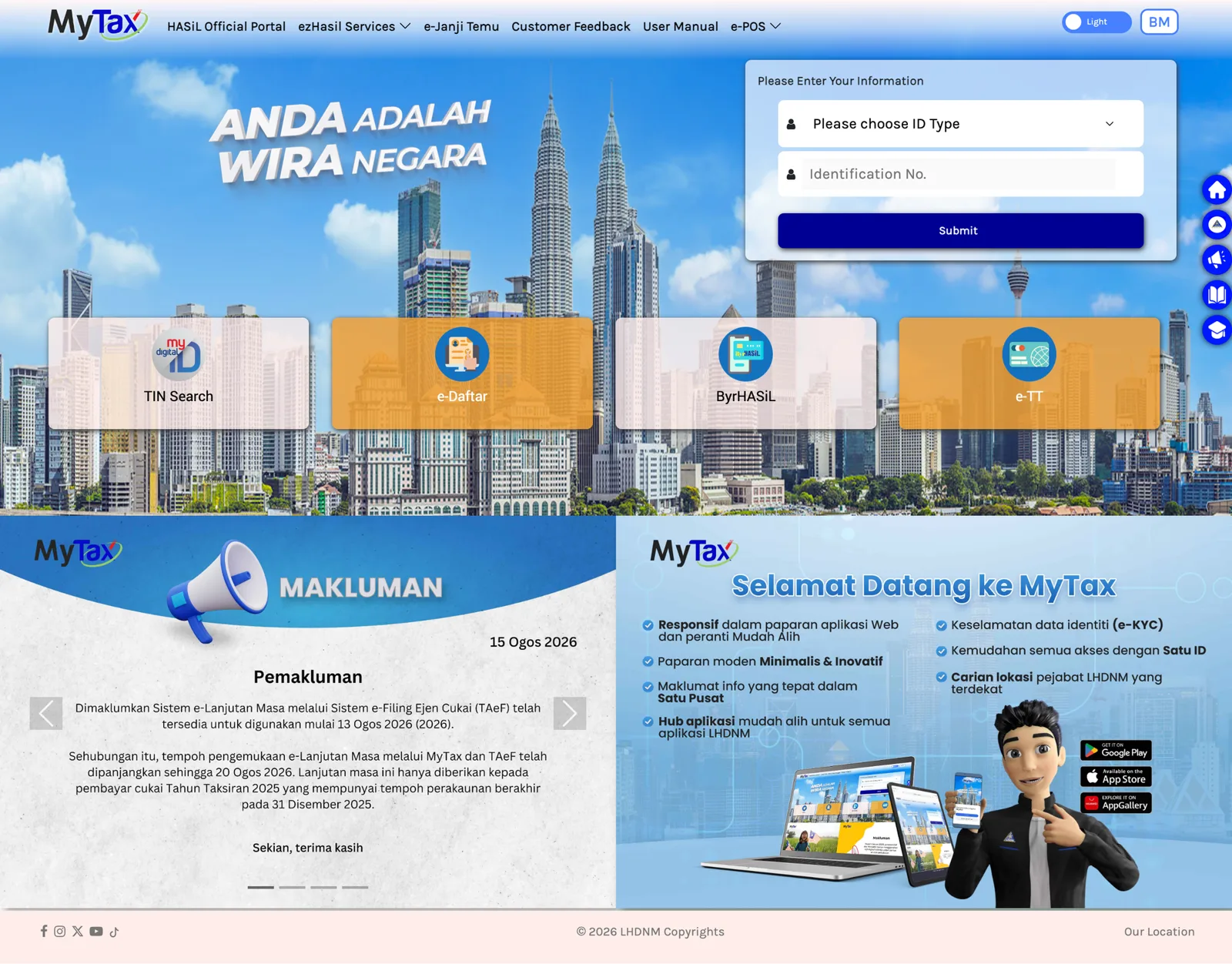 MyTax login, then the MyInvois portal tile